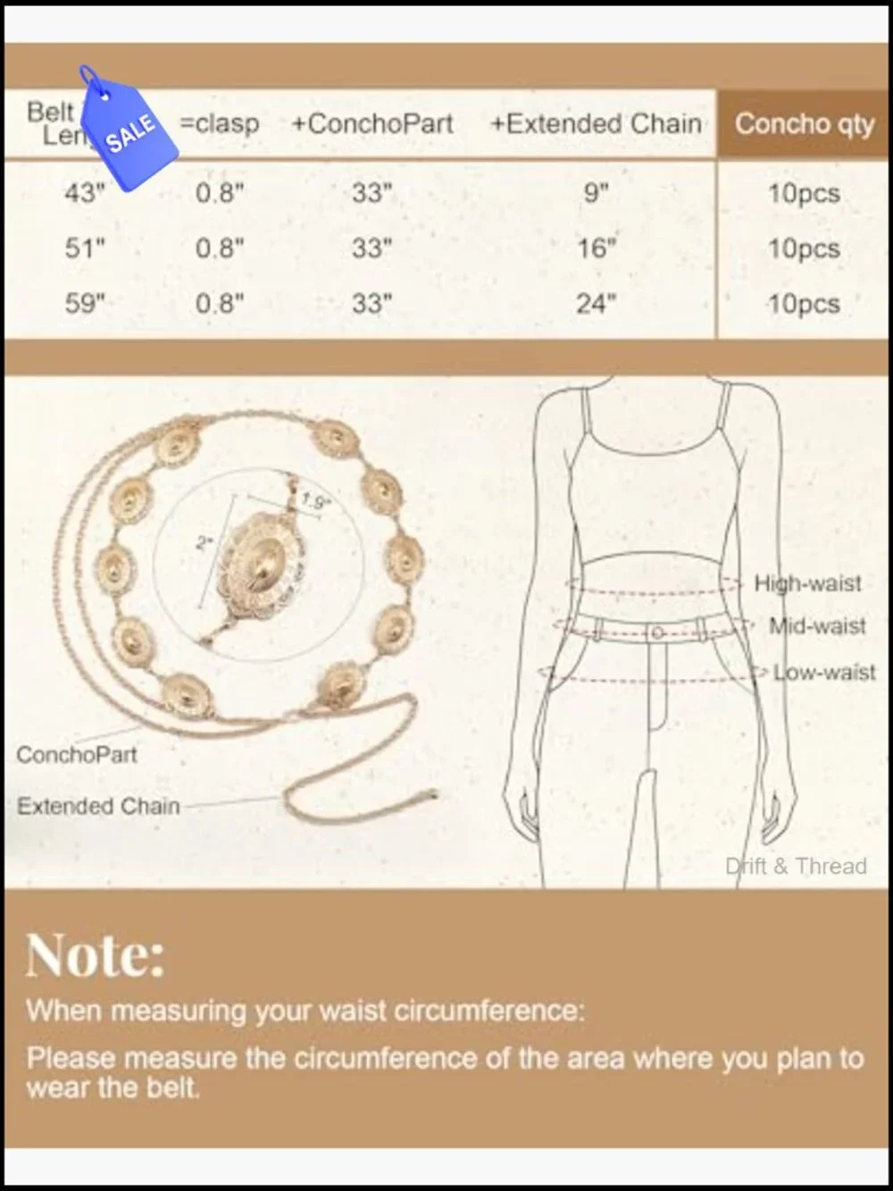 Metal Chain Belt for Women Cowgirl Western Boho Concho Belt for Dresses Jeans